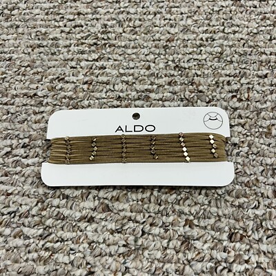 Aldo Choker Womens Tan Leather Straps Small Square Dull Gold Accents New