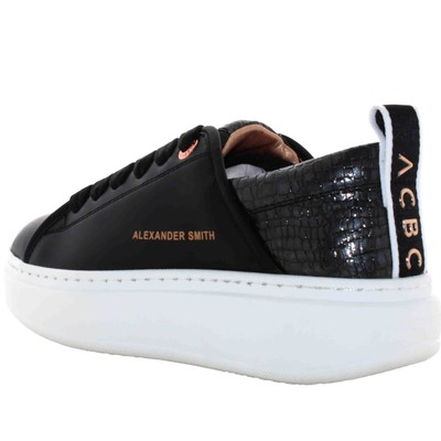 Pre-owned Alexander Smith A24us Women's Low Sneakers Eww 6730 Blk Eco Wembley Woman In Black