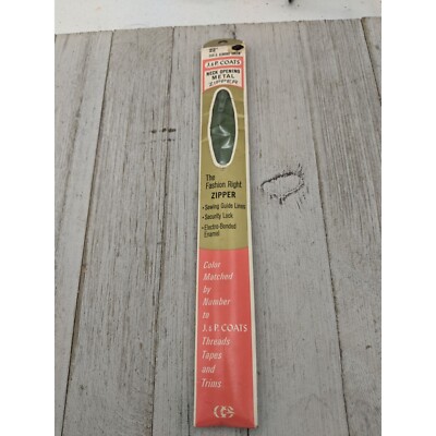 Vintage J&P Coats Neck Opening Metal Zipper 22'' Almond Green 164-A