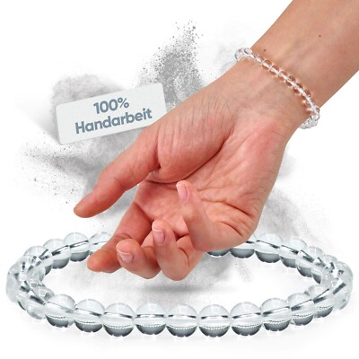 Edelstein Armband aus echtem Naturstein: Bergkristall | 6mm Kugelarmband