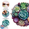 Delobil Mandala Succulent Wooden Puzzles, 500 Pieces Jigsaw Puzzles 16.9'' x16.3'', Unique Design Wooden Puzzles for Adults and Kids, Family Game Gift
