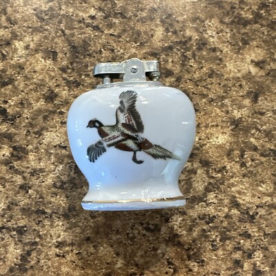 Vintage ATC Super Deluxe Automatic Table Lighter- Japan- Pheasant