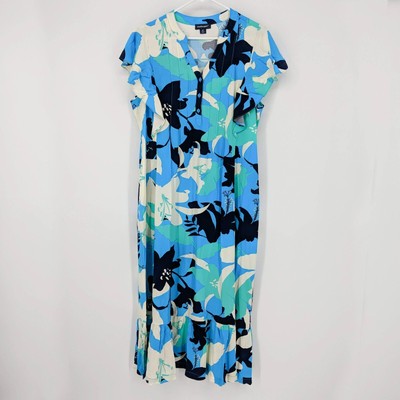 Studio Park x Amy Stran Petite Floral Effortless Maxi Dress Blue Womens Size LP