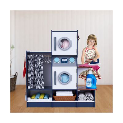 Lil’ Jumbl Kids Washer and Dryer Playset, Wooden Children's Pretend Laundr