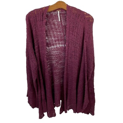 Free People In My Element Cardigan Sweater Womens S Long Open Cotton Burgundy