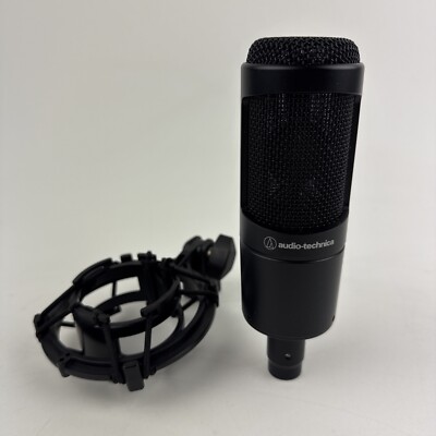 Audio-Technica AT2035 Cardioid Condenser Microphone w Shockmount Black Pre-Owned