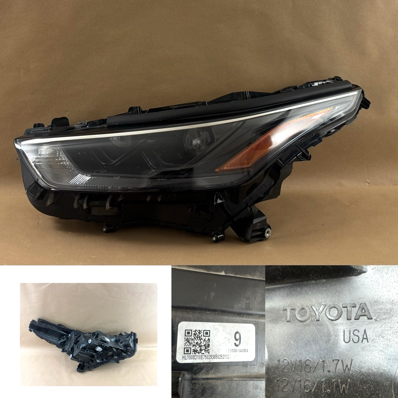 2021-25 TOYOTA HIGHLANDER LED HEADLIGHT BLACK Driver 81150-0E470 OEM *see photos