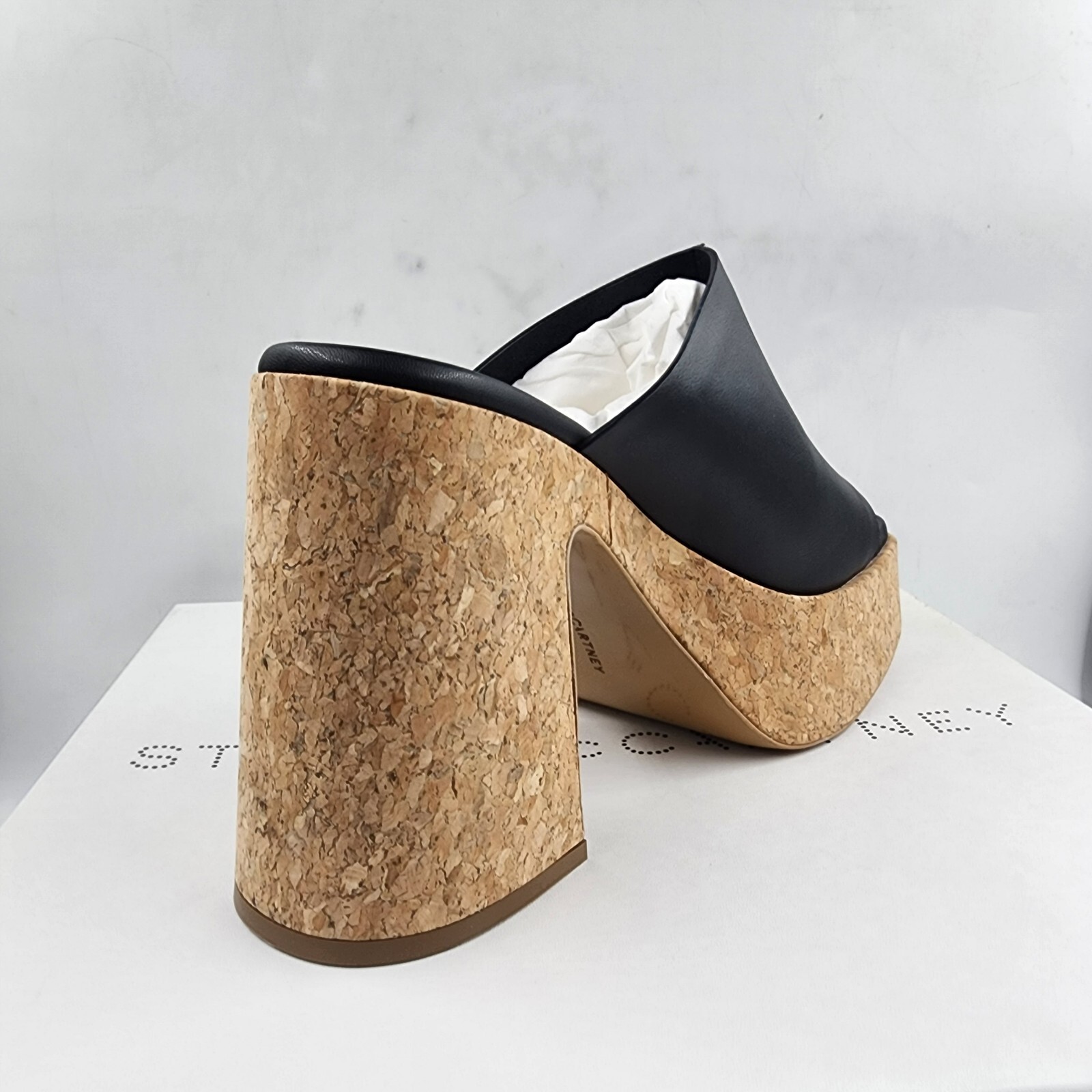 Stella McCartney Skyla Alter Eco Platform Sandals Womens 38.5/8.5US Black SlipOn - Picture 9 of 16