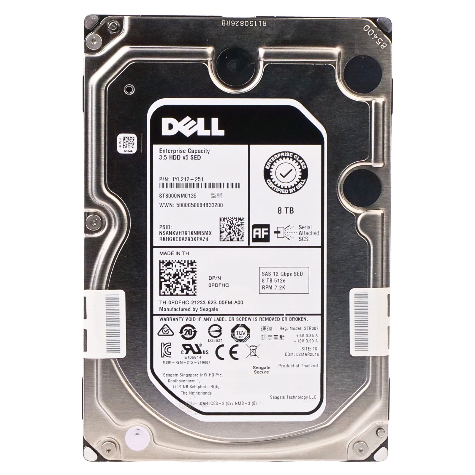 Dell/Seagate Exos 7E8 8TB ST8000NM0135 7.2K RPM SAS 12Gb/s 512e 3.5