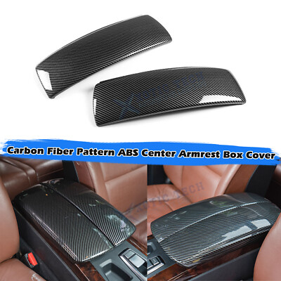 Carbon Fiber Texture Console Box Armrest Protect Covers For BMW X5 X6 E70 E71