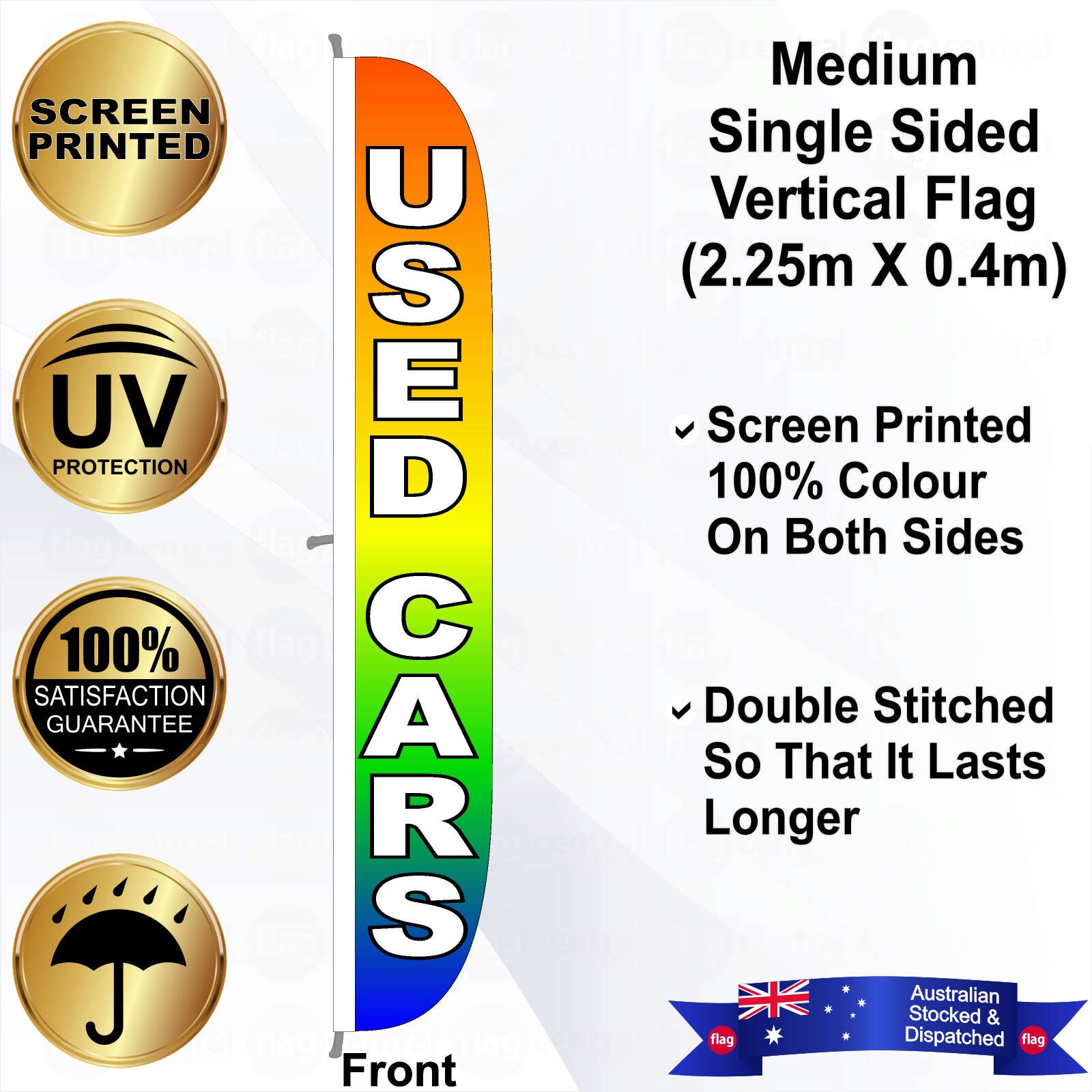 USED CARS Rainbow Vertical 40cm x 225cm Flag
