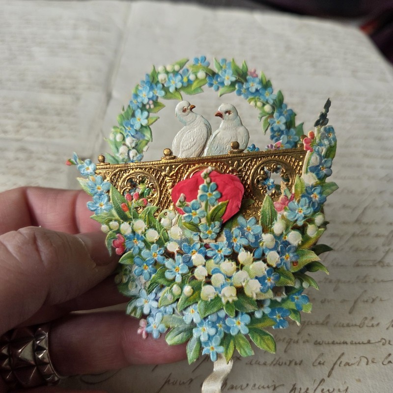 Chromo A SystèMe Ancien Xixè DéCoupis Colombes Pop Up Victorian Scrap Oblaten