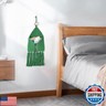 Macrame Mail Organizer Wall Mounted, Hanging Woven Basket for Boho Home Office Decor, Front Door Baskets, Key Mail File Letter Envelope Holder for Entryway Hallway, Grass Green
