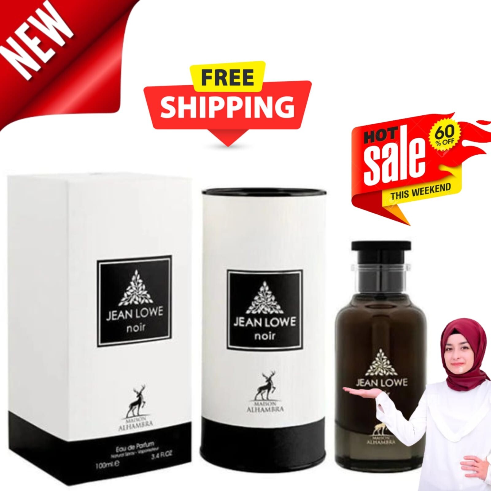香水(男性用) ALHAMBRA JEAN LOWE Noir 100ml Maison Alhambra Jean Lowe Noir EDP Spray Unisex, 3.4oz/100ml