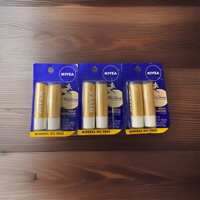 3 ( 2 Pak ) Nivea LIP CARE   VANILLA BUTTERCREAM   Shea Butter All-Day Moisture