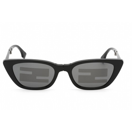 Pre-owned Fendi Men's Sunglasses Shiny Black Cat Eye Frame Smoke Mirror Lens Fe40089i 01c