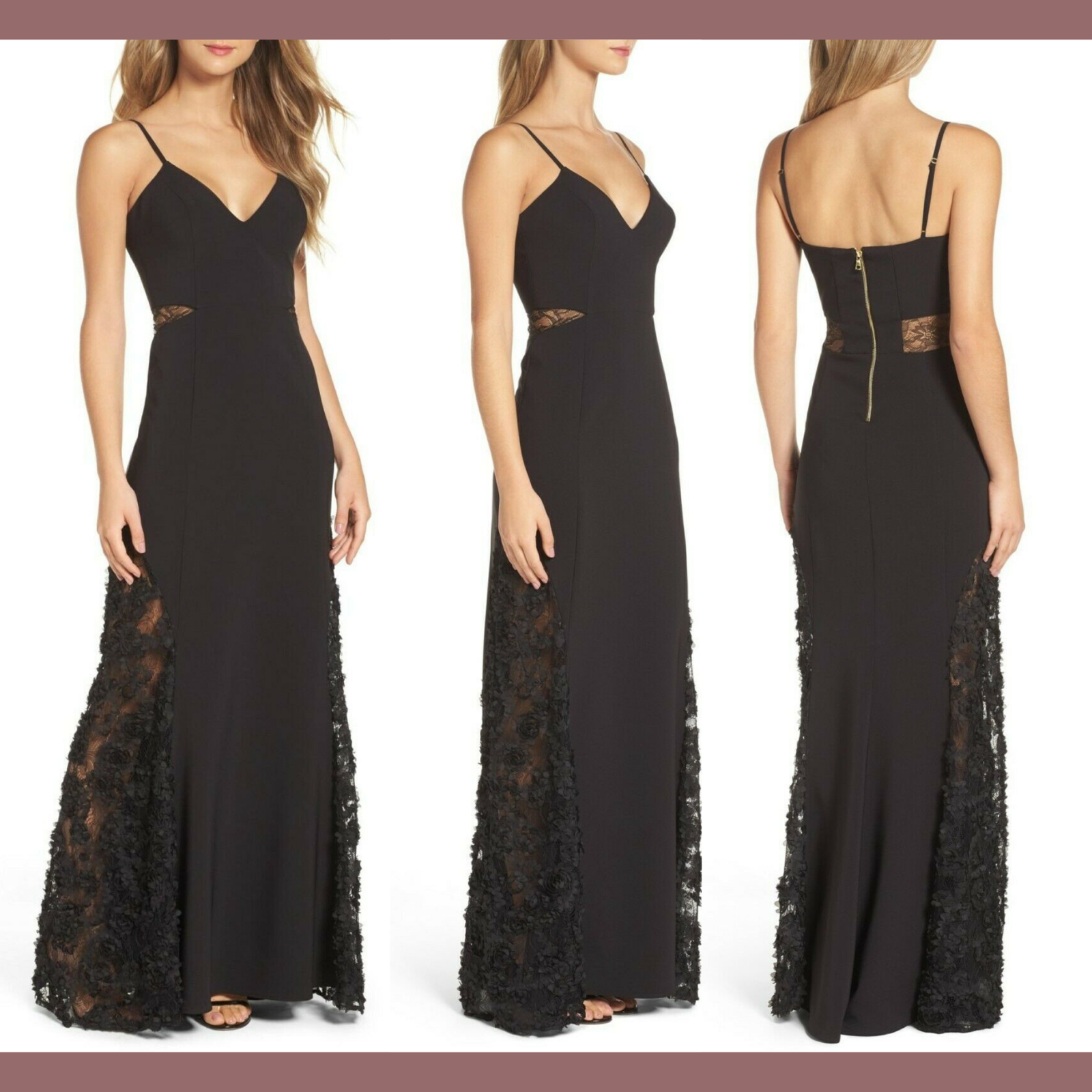 ワンピース theredthread S cutting lace dress wh bk popilush-built-in-shapewear-