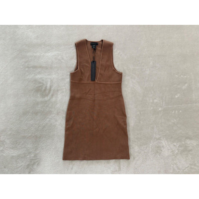 House of Harlow Womens Brown Ribbed Sleeveless Deep V-Neck Fitted Dress Size S