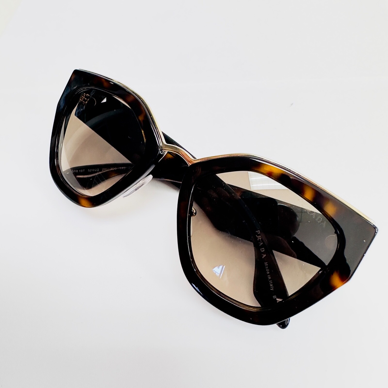 Pre-owned Prada Ornate 10t Bead Embellished Pr10ts Brown Tortoise Catwalk Sunglasses