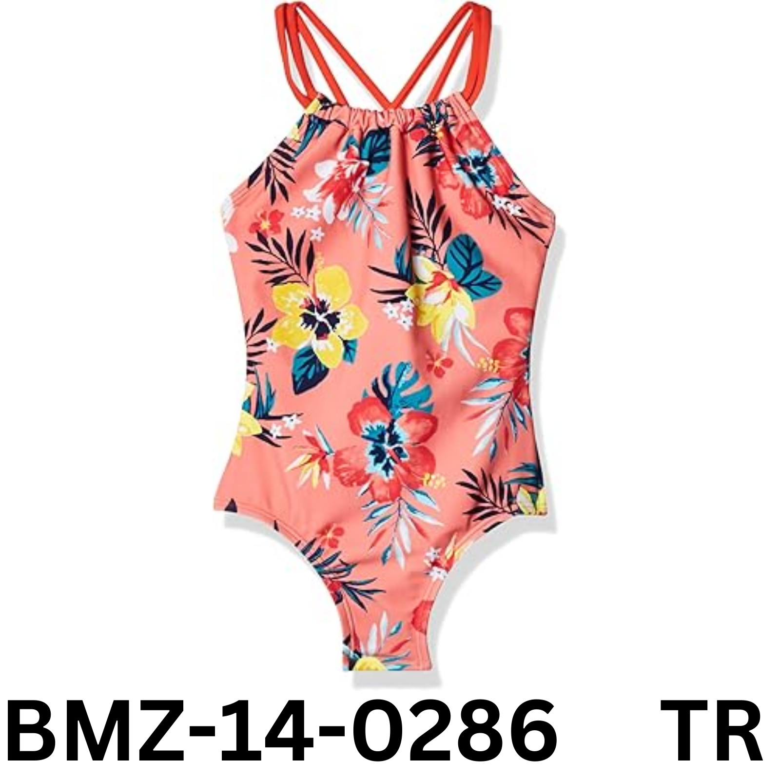 Kanu Surf Girls' Jasmine Beach Sport Halter One Piece Swimsuit, Brooke Coral, 12