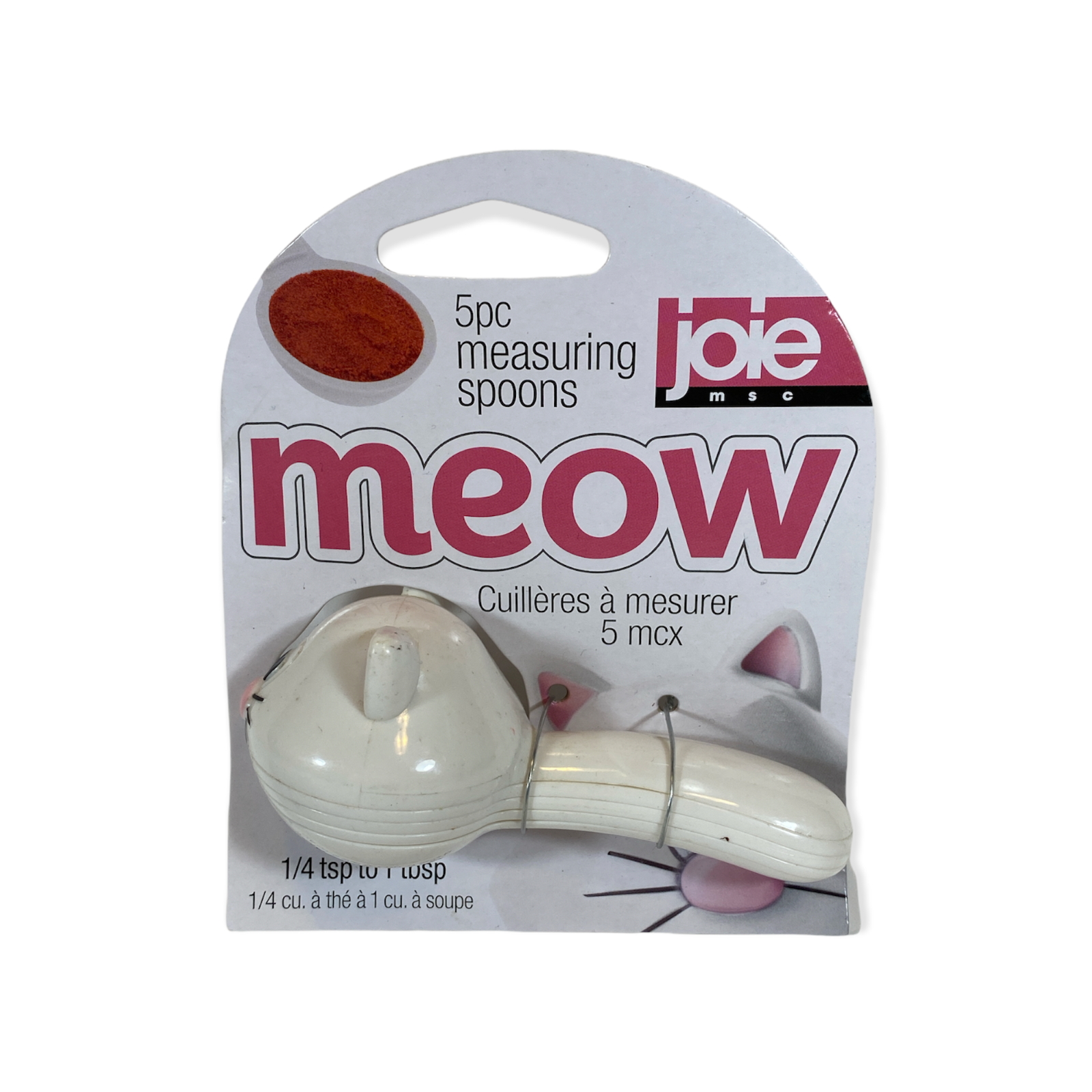 Joie Meow 5 Piece Stackable Nesting Measuring Spoons White Cat 1/4 tsp 1 tbsp