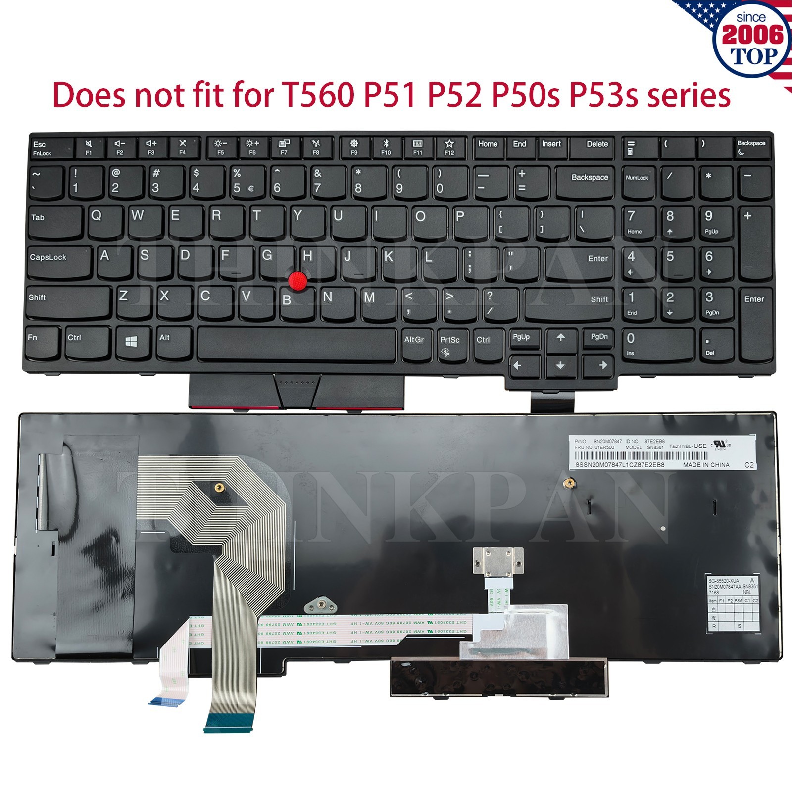 New US Keyboard for Lenovo ThinkPad T570 T580 P51s P52s