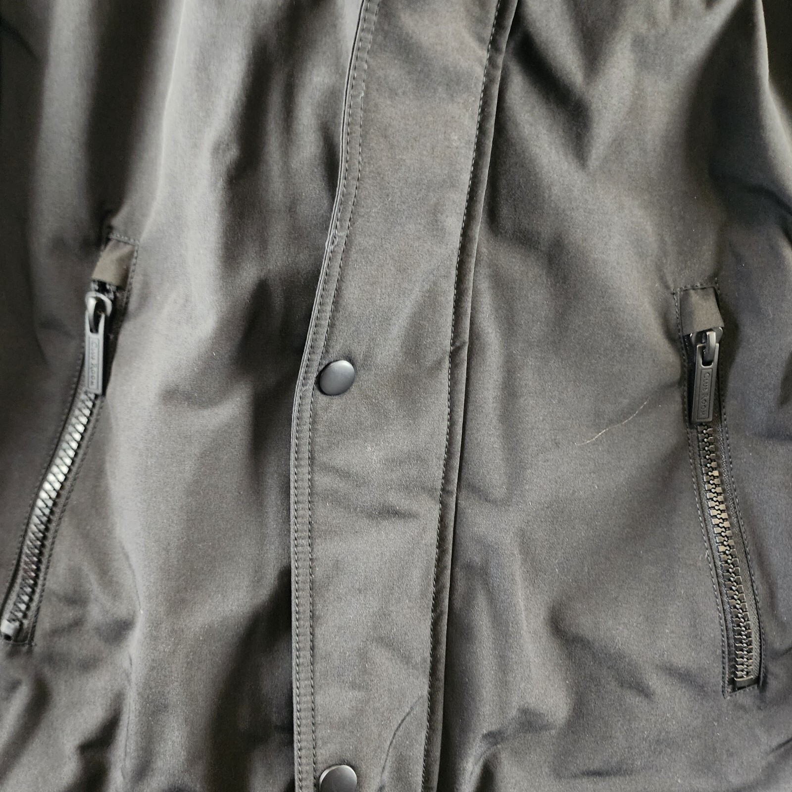 Club Room Parka with a Faux Fur-Hood Jacket Men's M Black Long Sleeve Zip/Snap - Picture 6 of 17