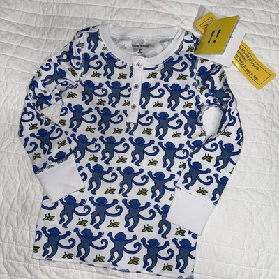 Roberta Roller Rabbit Kids Pajama Top Only  Monkey Blue Size 2 Years