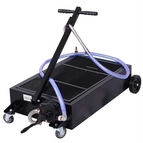 Drain Pan Tank Low Profile Dolly W/ Pump & Wheels For Car Truck