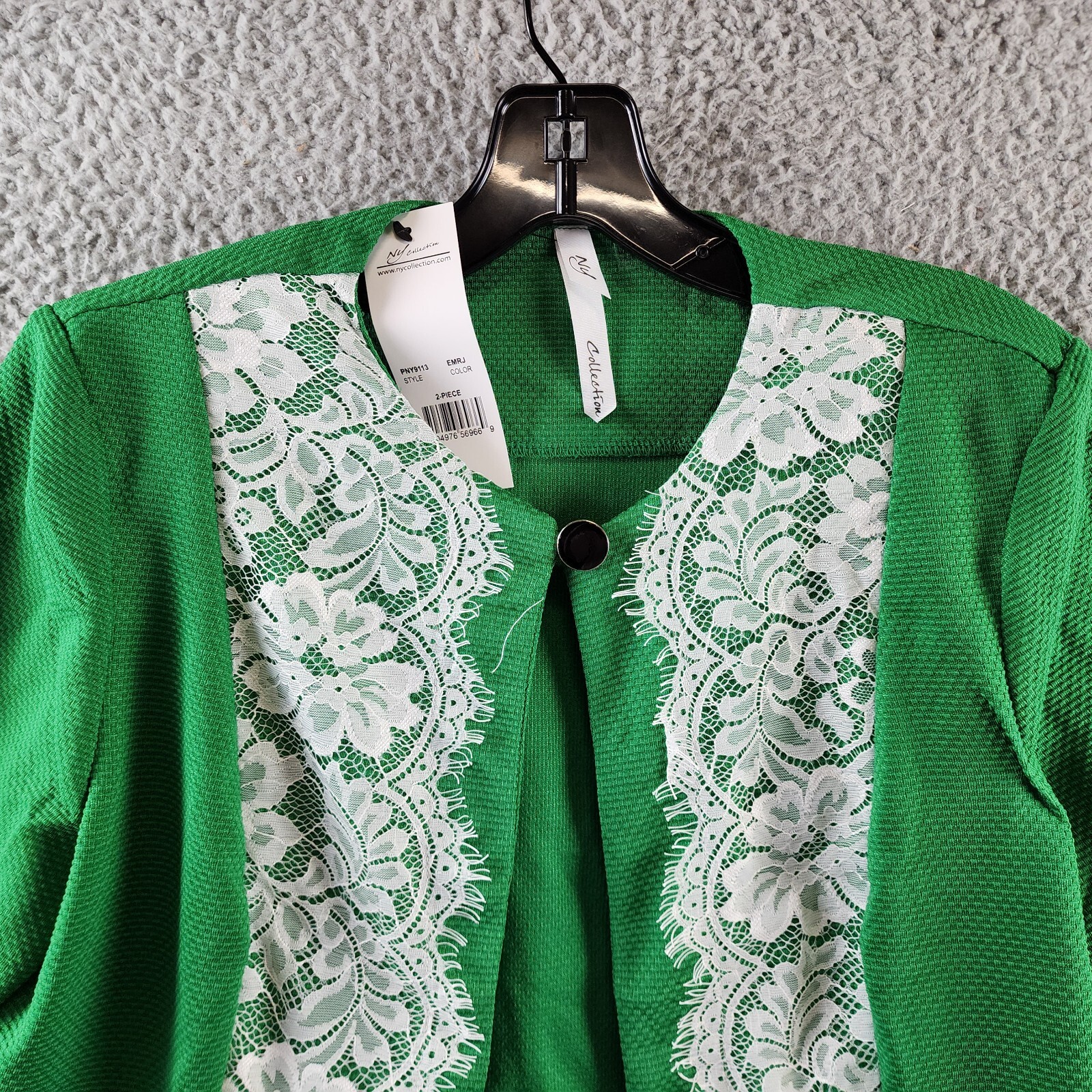 NY Collection Petite Two Piece Jacket And Dress Set Women's 12P Emerald Jacilynn - Picture 4 of 24