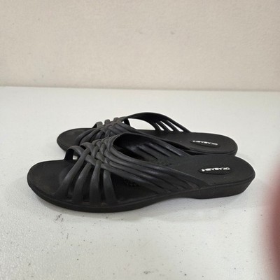 Okabashi Indigo Black Strappy Slide Sandals Womens ML 8-9 Made in USA Comfort