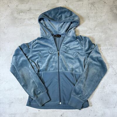Vintage Y2K BCBG Velvet Velour Blue Zip Up Hoodie • Small | eBay