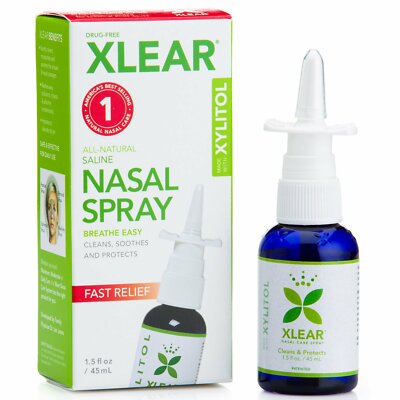 Xlear, (3 упаковки) назальный спрей с ксилитом и солевым раствором, Fast Relief, 1,5 ж. унц. (45 мл)