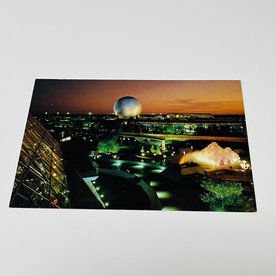 1982 Walt Disney World EPCOT At Night Future World Spaceship Earth Postcard