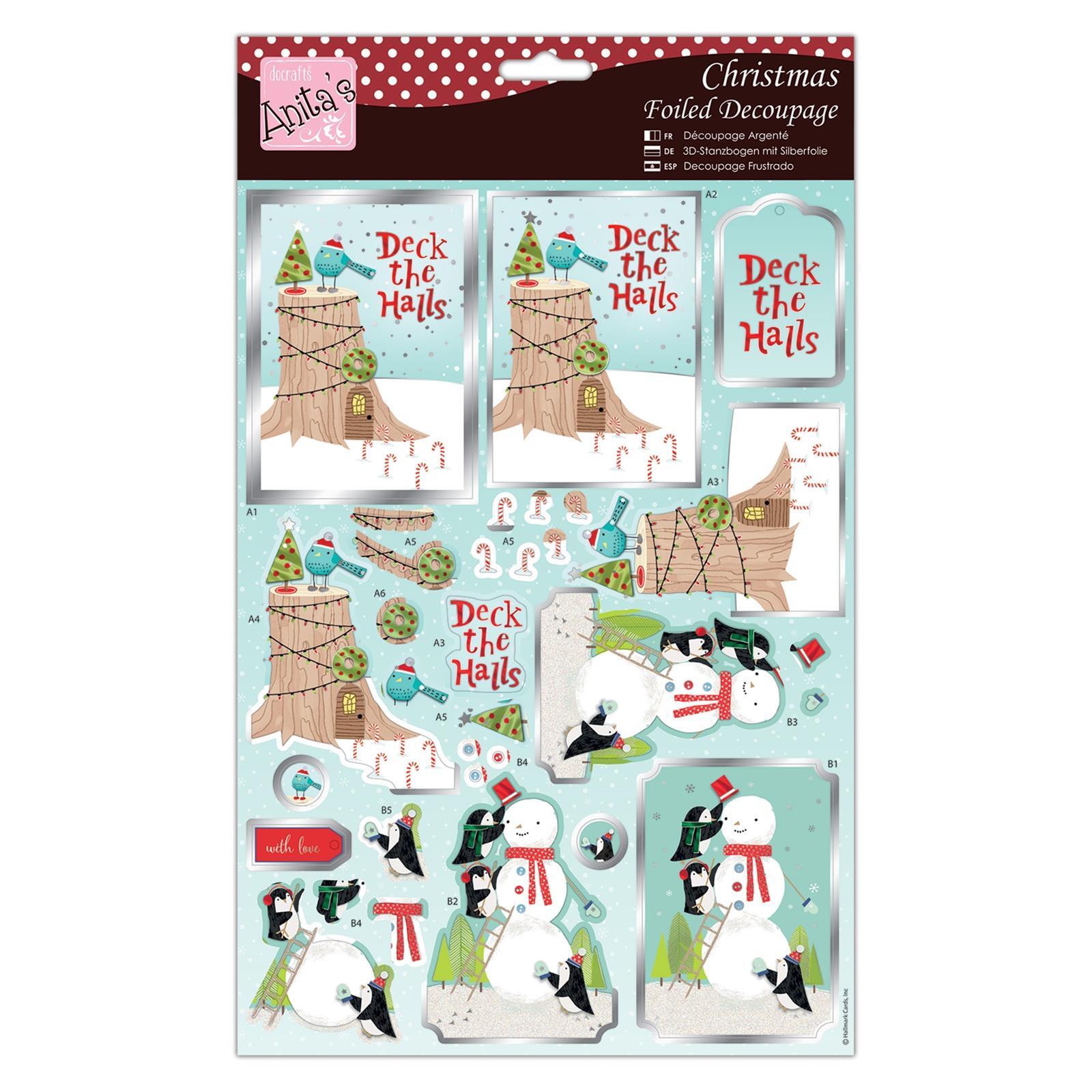 Docrafts 3D-Stanzbogen mit Silberfolie - Anita's - Einen Schneemann Bauen