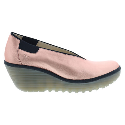 Fly London Yoza YOZA438FLY-005 Женские розовые кожаные туфли на танкетке и каблуке 39