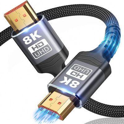 10K 8K HDMI Cable 2.1 1M/3.3FT Ultra High Speed HDMI Cable Braided Cord HDMI ...