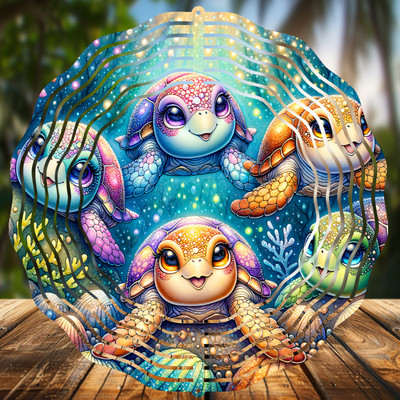 Sea Turtles, Wind Spinners 8'' Sublimated, High Quality Aluminum (ws155)