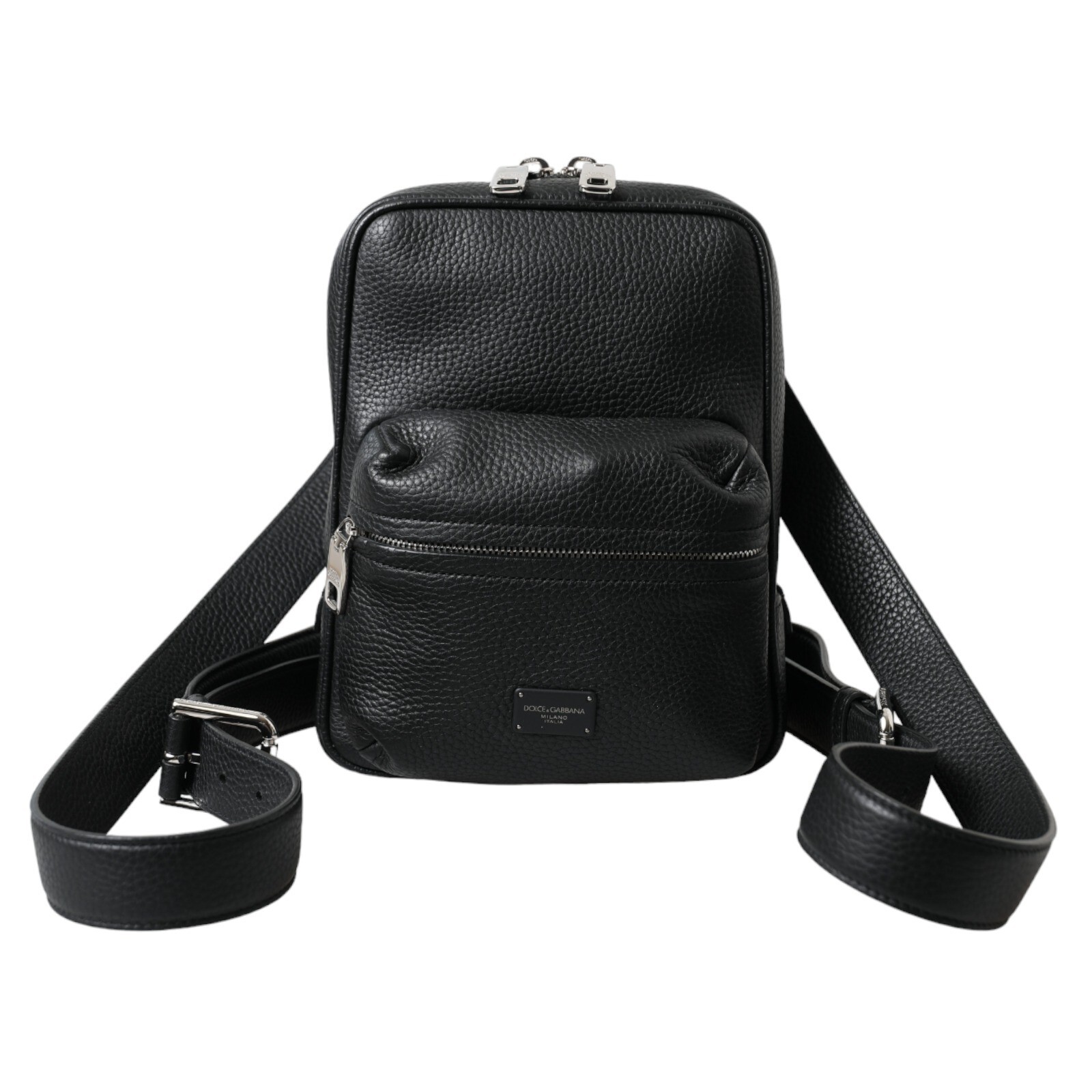 DOLCE & GABBANA Bag Black Calfskin Leather Logo Palermo