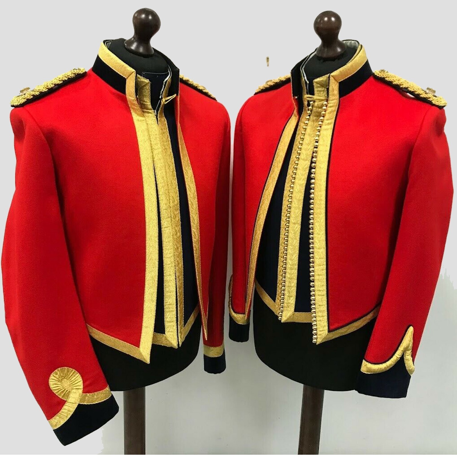 Pre-owned Handmade Men's Red Mercian Regiment Officer Coat, Inner Vest Is Not Included In Price