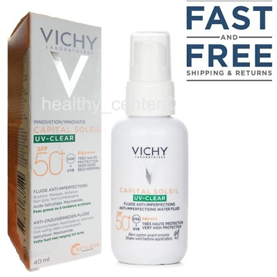Vichy Capital Soleil UV-Clear SPF50+ Anti-Imperfections Fluid Sunscreen  40mlNIB
