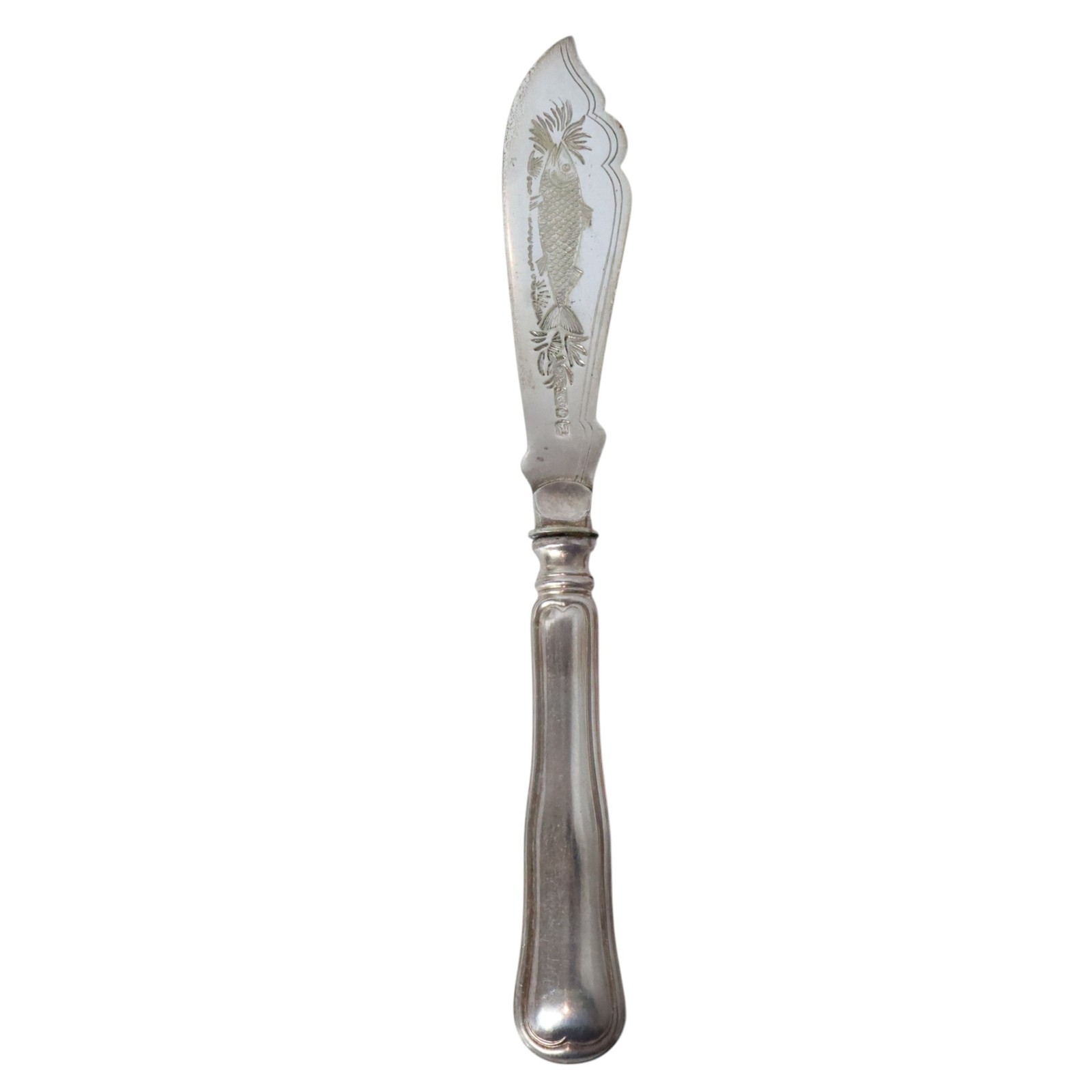 Antique Victorian Silver Plate Fish Knife Engraved Motif Hallmarked Blade 8