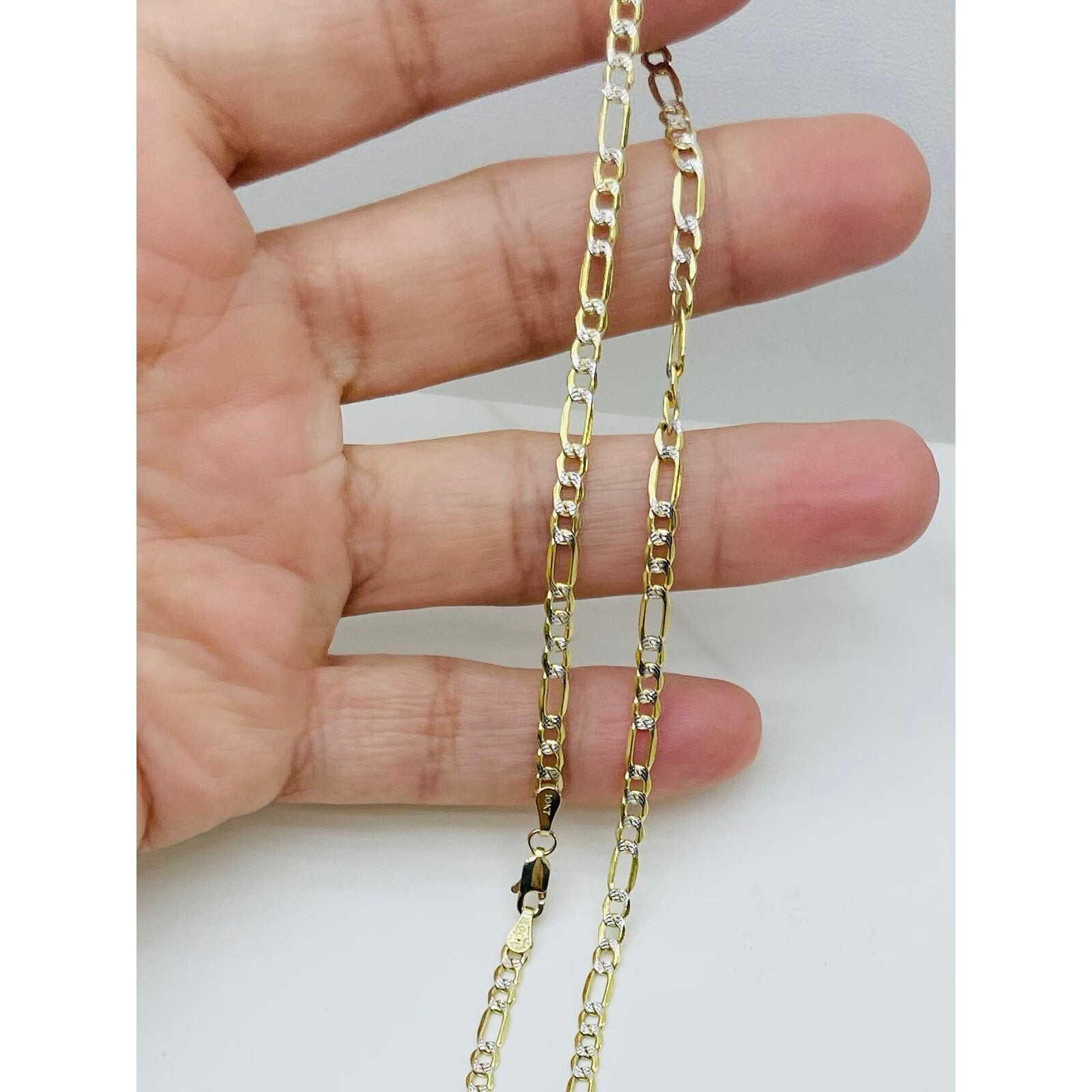 アクセサリー 10K Figaro Necklace 51cm 2mm 10K Real Yellow Gold 2mm-9mm Figaro Chain Link Pendant