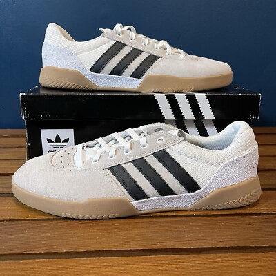 ADIDAS City Cup Men’s 11 White Skate Skateboard Shoe White Black Gum Soles New