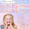 Shynek Kids Press Nails for Girls, 168Pcs Children Fake Nails Pre Glue Nail Stickers Full Cover Short False Nails Set for Girls Gift Nail Art Decoration