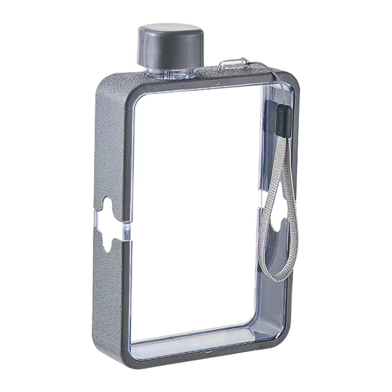 1Pc 12.8 Oz Portable Simple Gym Flat Water Bottle Fashion Leak-Proof Flat Mug