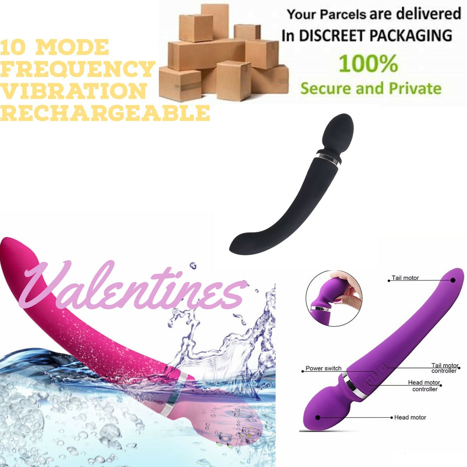 Adult Sex Toys 10 Mode Frequency Vibration Rechargeable Wand Massager