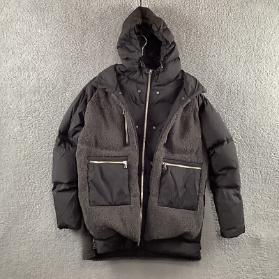 Orolay Down Jacket Womens L Gray  Fuzzy Fleece 092 O-Lab Puffer Hood Expandable