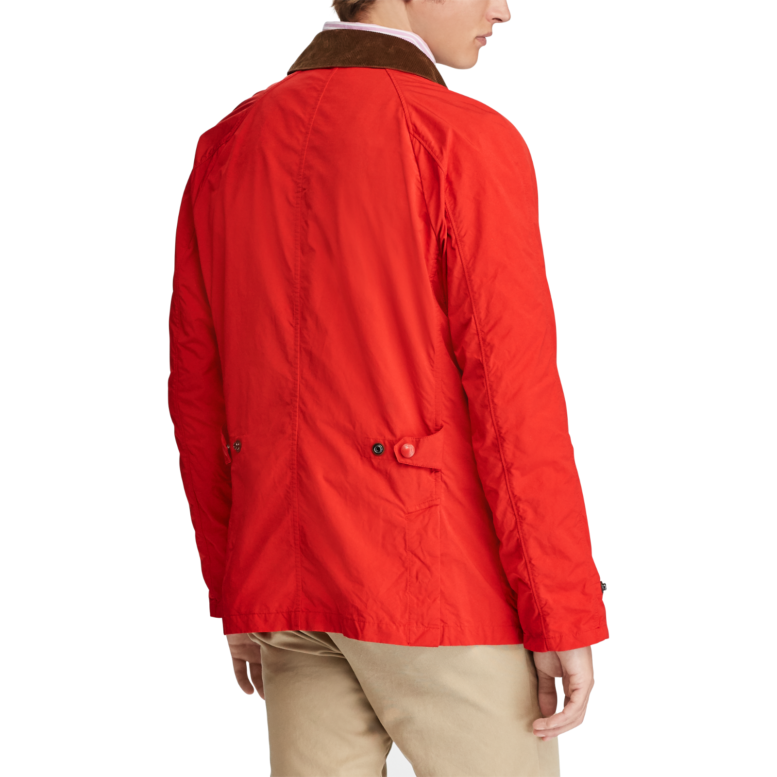 Pre-owned Polo Ralph Lauren Mens Leather Trim Twill Barn Coat Red Jacket Parka $595