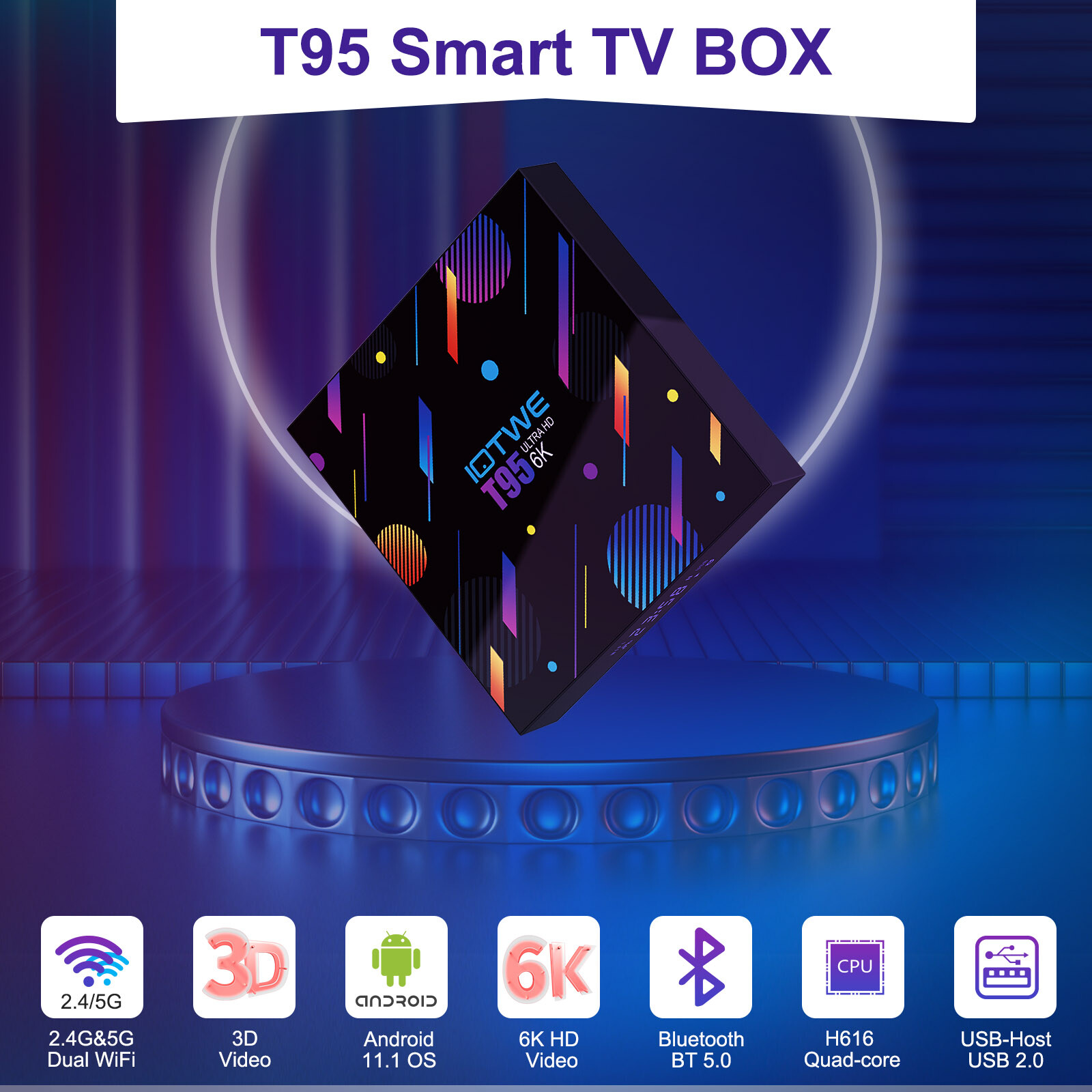 2024 TV BOX WIFI6 Smart Android 11.0 5G 6K 4GB 128GB Media Player 4 Core BT 5.0